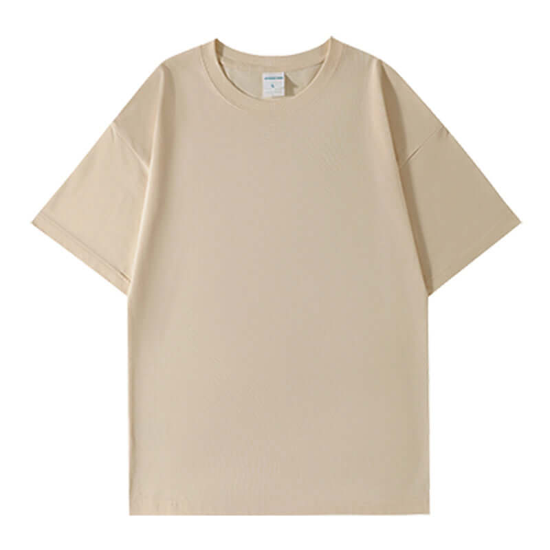 Sand color street tee manufacturing sample | 250g heavyweight cotton | OEM wholesale blank apparel