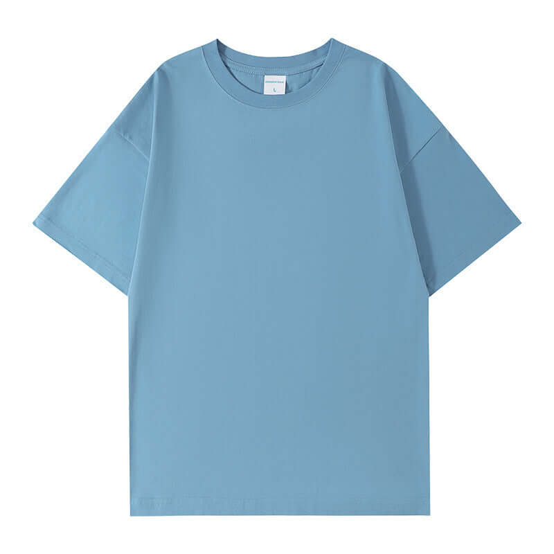 Smog Blue wholesale street tee | 250g heavy cotton blank | OEM manufacturing sample