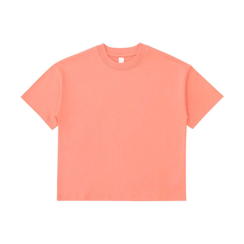 Coral Red kids streetwear tee | Front view bulk OEM production