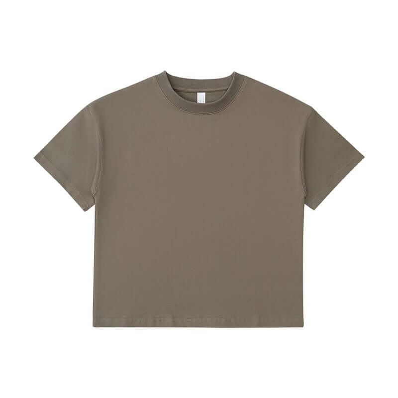 Earth Gray street tee front | Heavy cotton OEM manufacturing sample