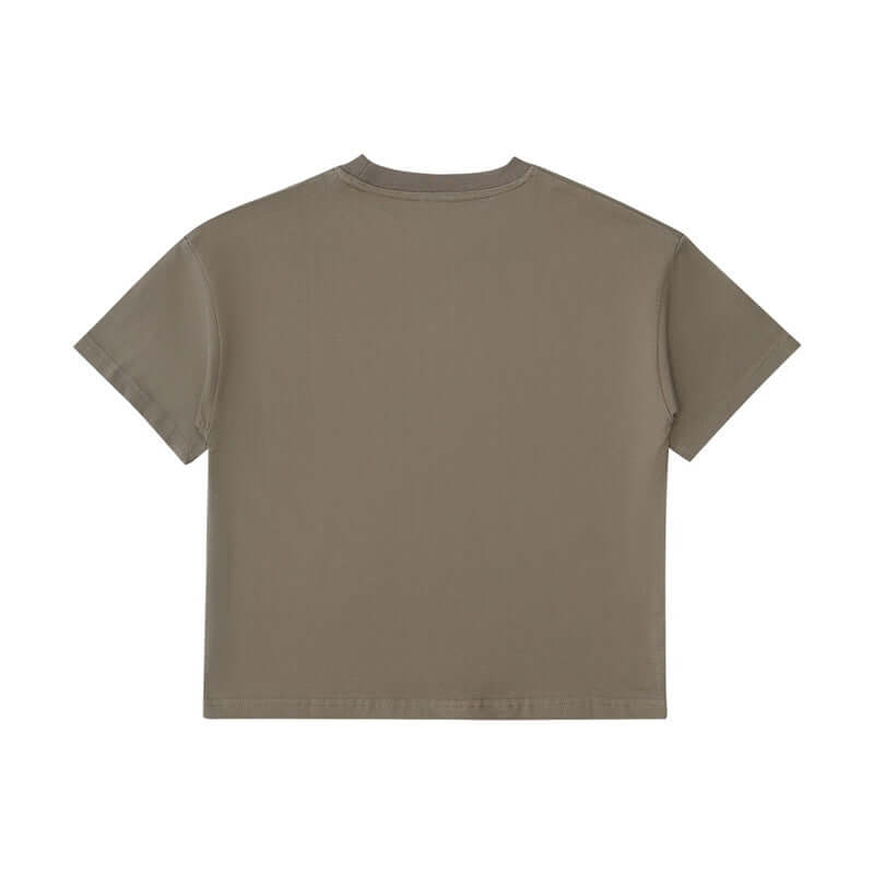 Earth Gray tee back design | Heavyweight streetwear manufacturing