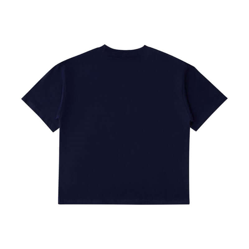Navy Blue bulk tee rear | 250g cotton for brand production