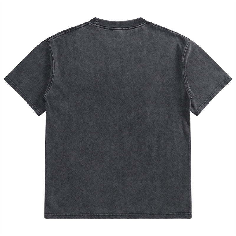 Black 280g Heavyweight Vintage Washed Cotton T-shirt Back View
