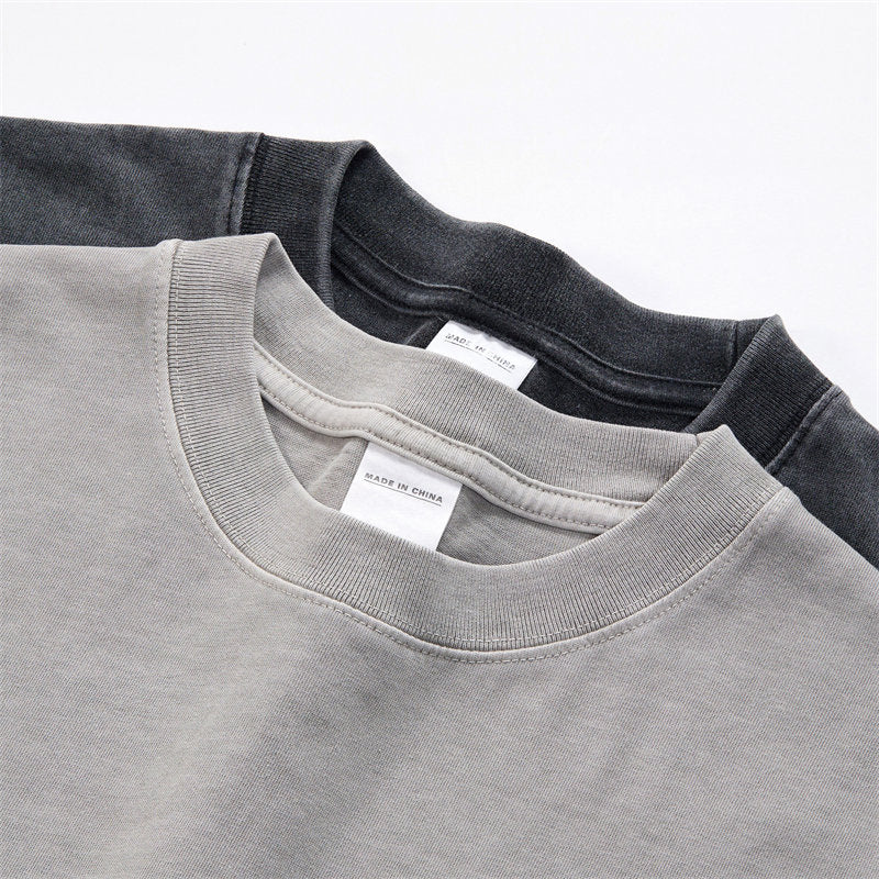 Durable Ribbed Collar Detail on Vintage Washed T-shirt