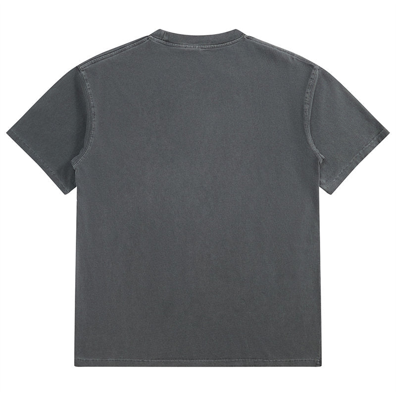 Dark Gray 280g Heavyweight Vintage Washed Cotton T-shirt Back View