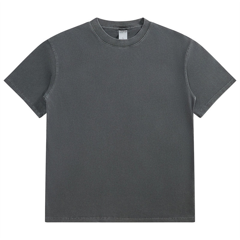 Dark Gray 280g Heavyweight Vintage Washed Cotton T-shirt Front View