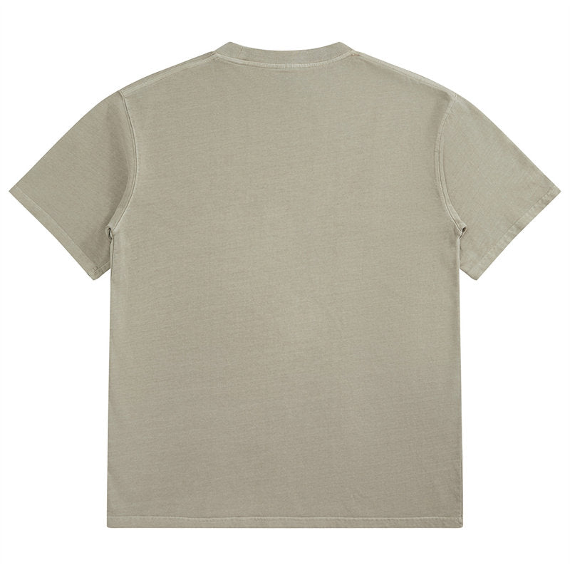 Khaki 280g Heavyweight Vintage Washed Cotton T-shirt Back View