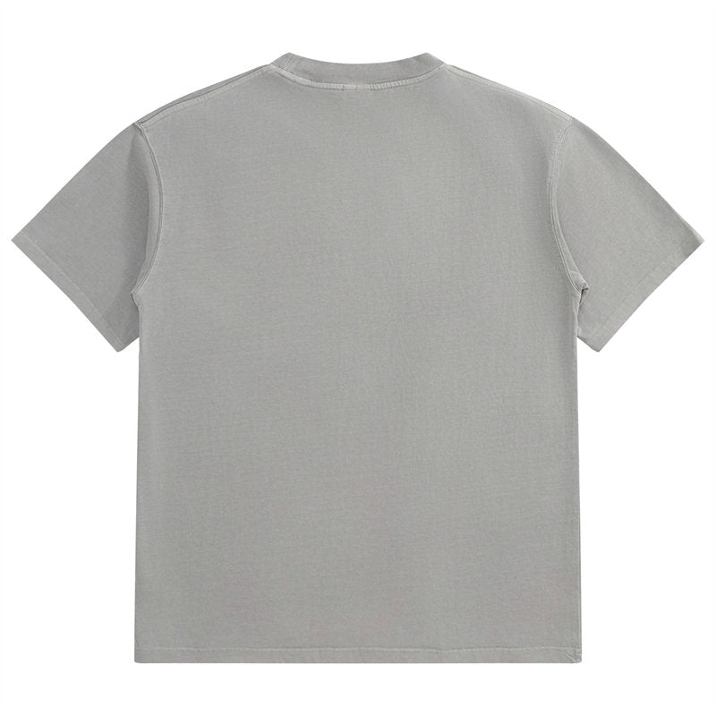 Silver Gray 280g Heavyweight Vintage Washed Cotton T-shirt Back View