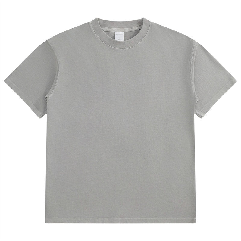 Silver Gray 280g Heavyweight Vintage Washed Cotton T-shirt Front View