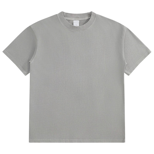 Silver Gray 280g Heavyweight Vintage Washed Cotton T-shirt Front View