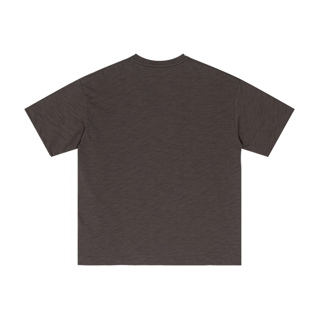 Yarn-Dyed Slub Cotton Short-Sleeved T-Shirt - April Su