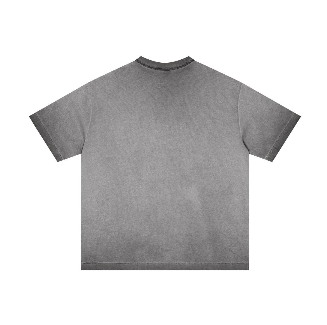Distressed Reverse Wash Tee - Vintage Oversized Cotton Shirt - April Su