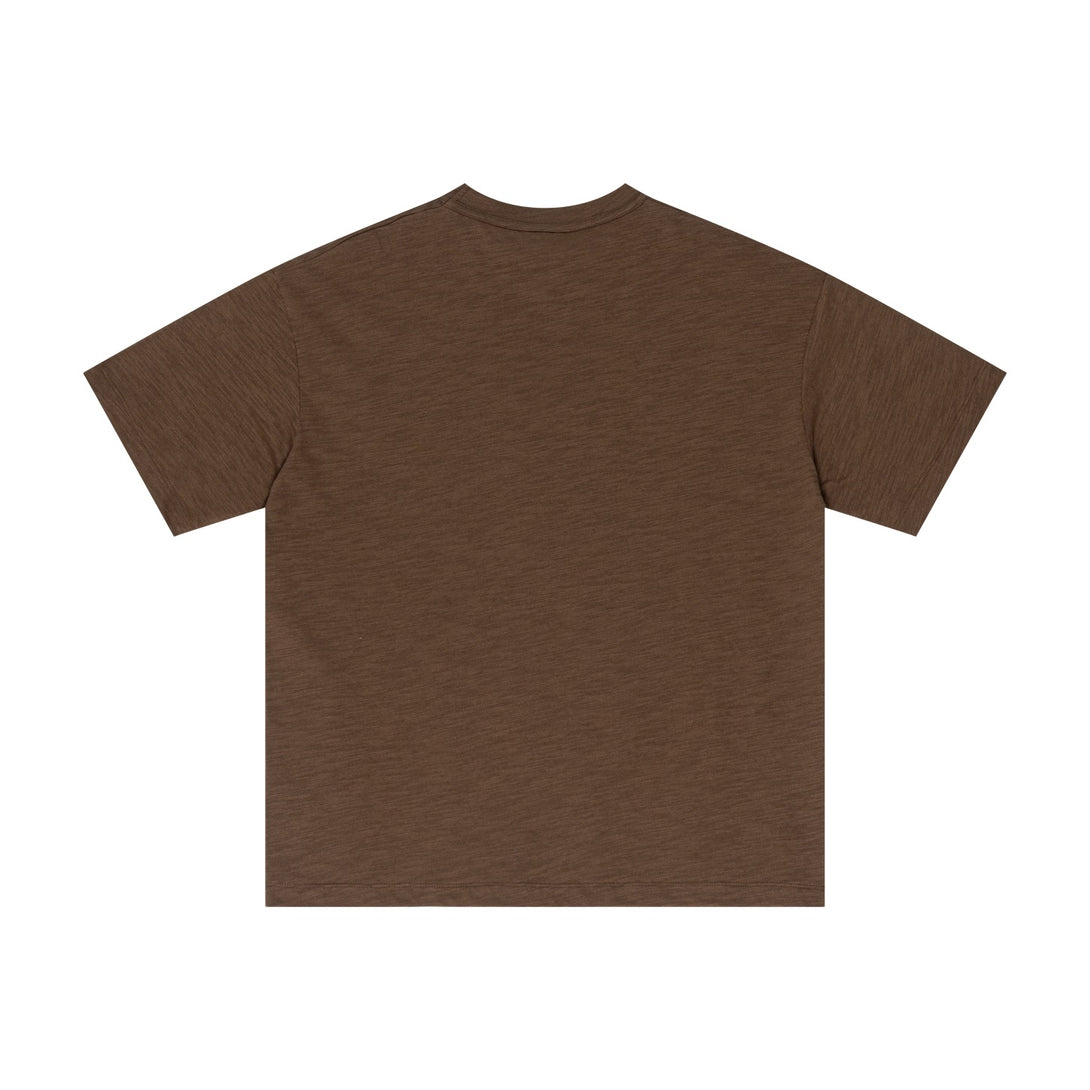 Yarn-Dyed Slub Cotton Short-Sleeved T-Shirt - April Su