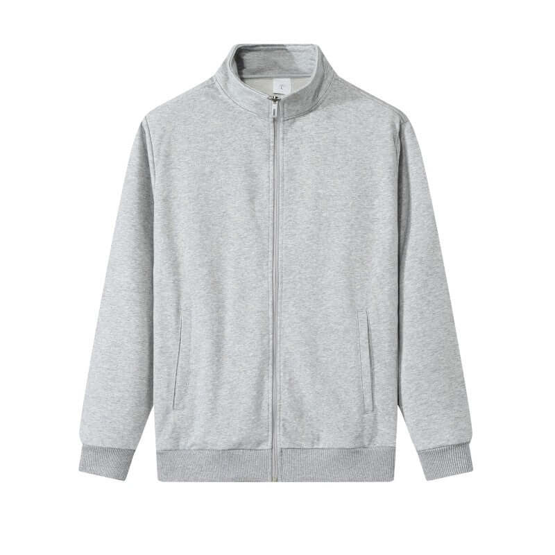 Flower grey colorblock zip jacket front