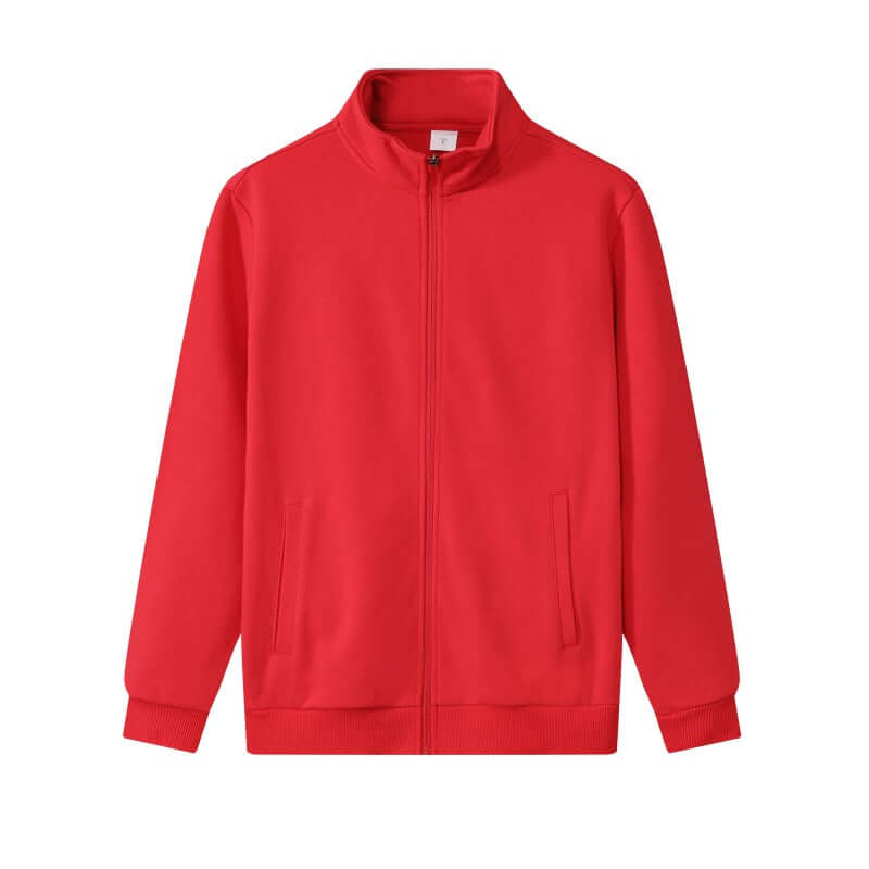 Red vibrant zip-up jacket front