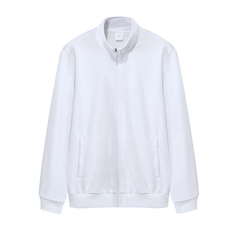 White modern stand collar jacket front display