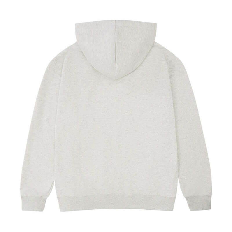 Back view of a Blank Oversized Hoodie in light grey, showcasing the unisex design and soft cotton fabric.