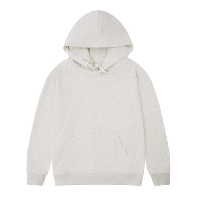 Blank Oversized Hoodie in light grey, 330g 100% cotton, unisex pullover with spacious hood and front pocket.