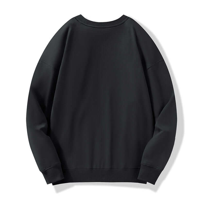 Back view of black 330g cotton sweatshirt