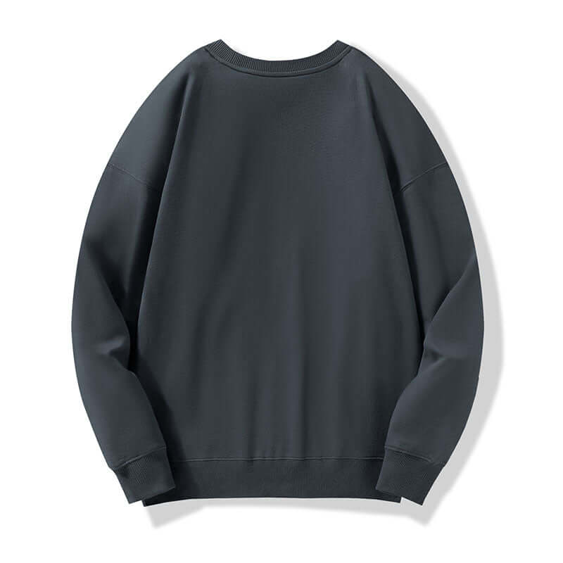 Back view of dark grey heavyweight crewneck sweatshirt