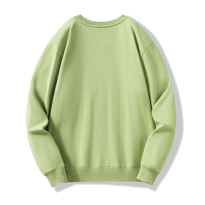 Back perspective of matcha green cotton sweatshirt