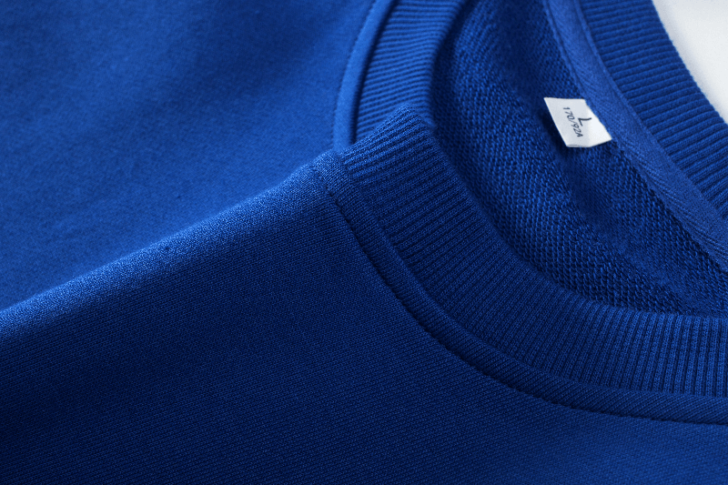 Ribbed collar and cuff construction close-up