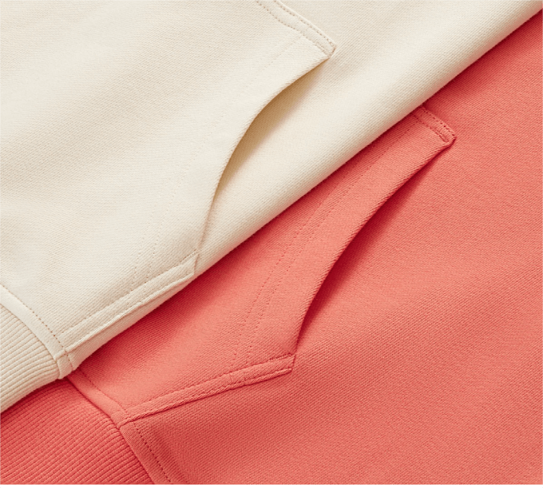 Kangaroo pocket detail on kids hoodie