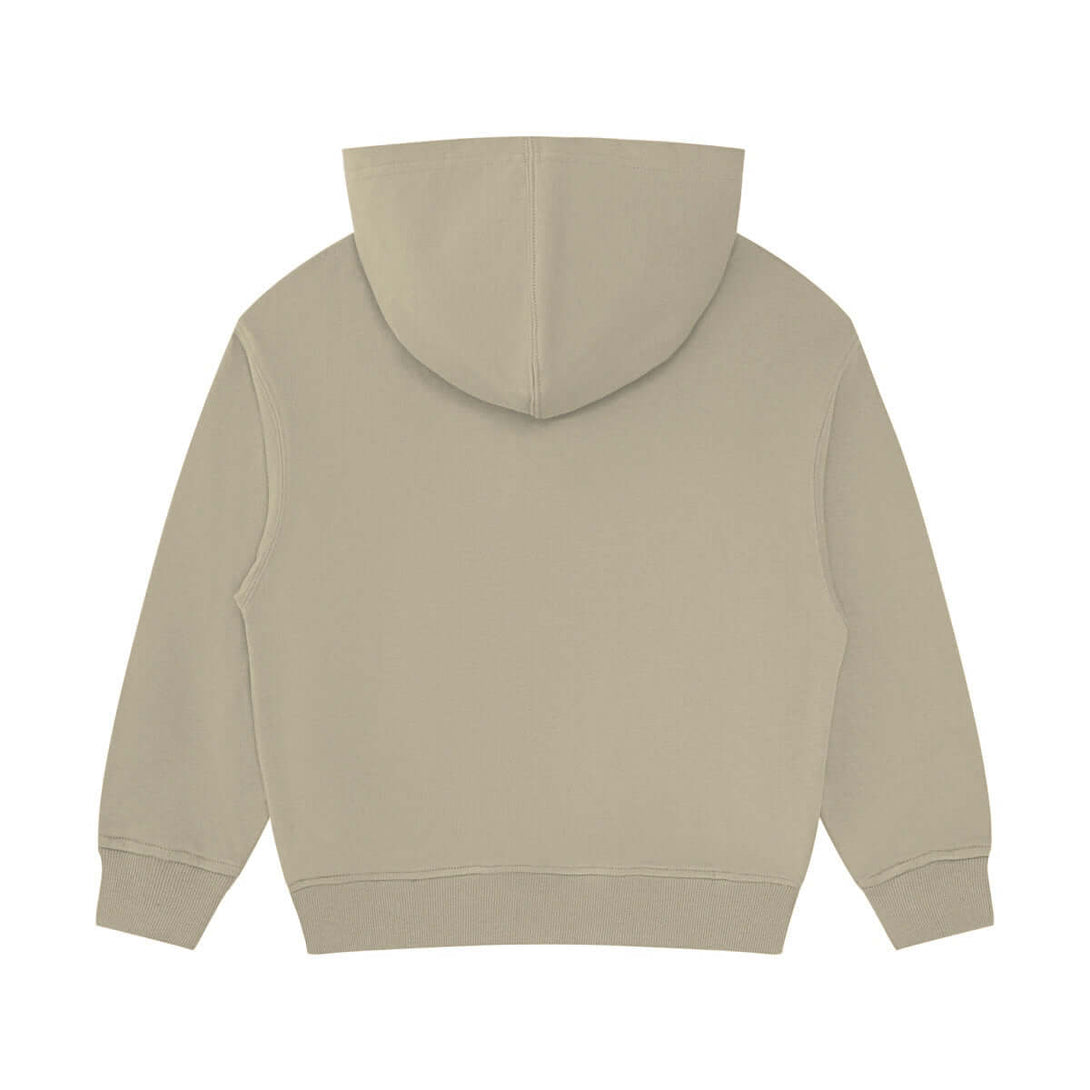 Rear perspective of smoke grey children's hoodie