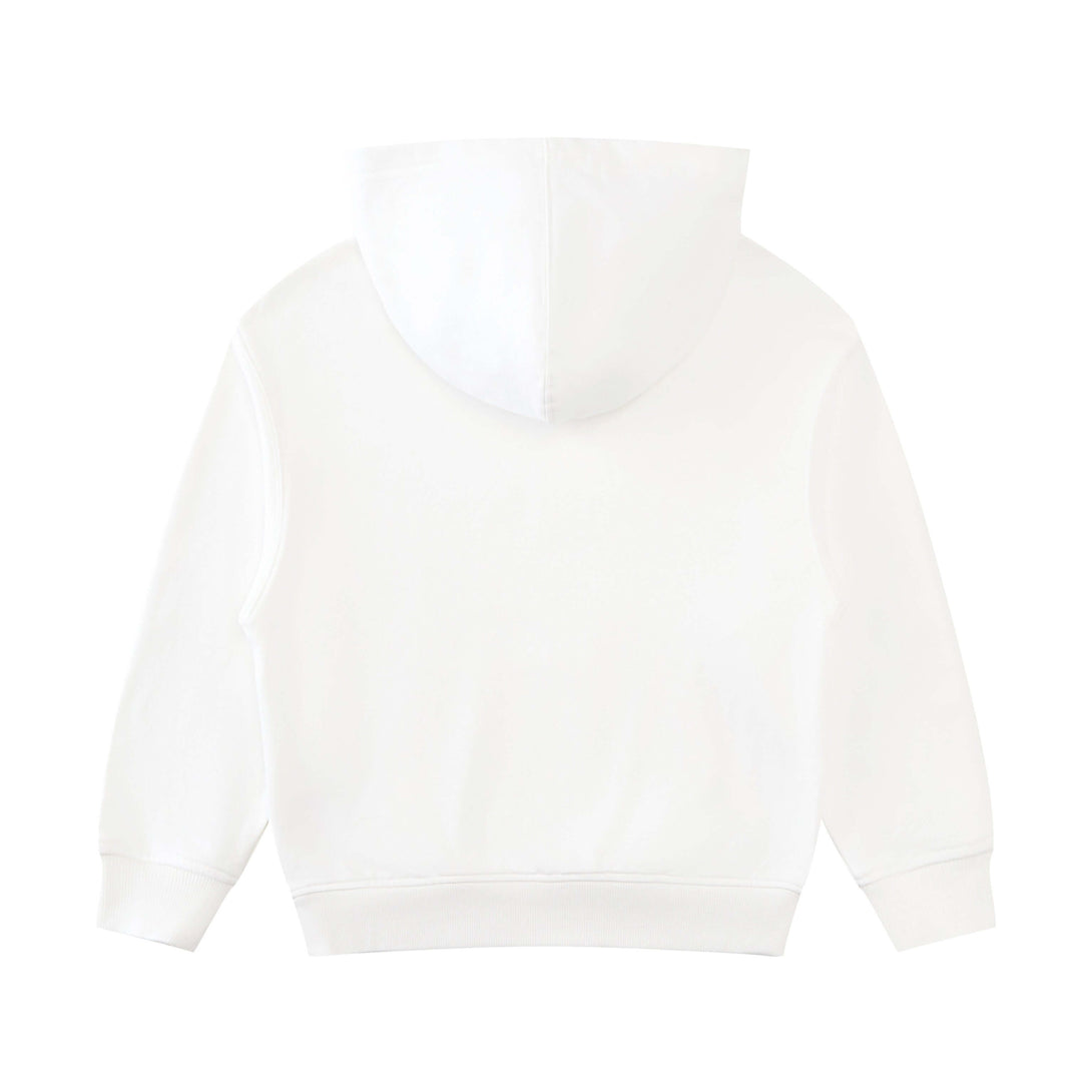Back perspective of white children's hoodie