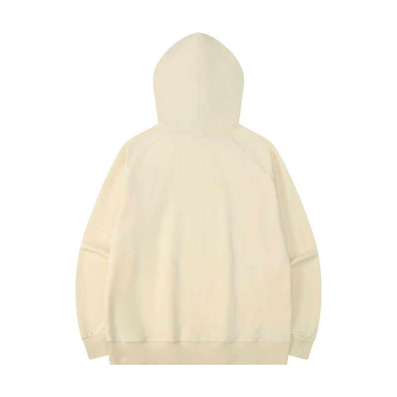 Apricot hoodie back showing drape