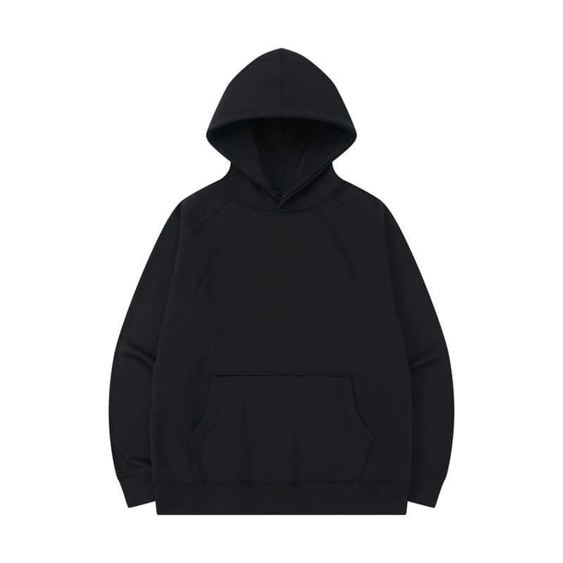 Front view of black unisex Sorona hoodie