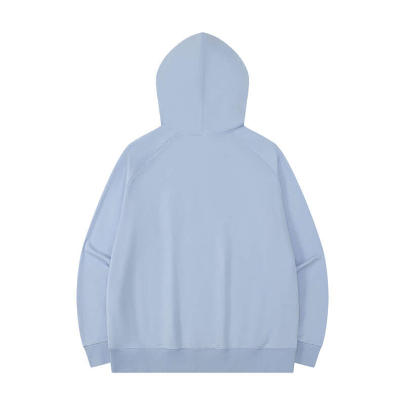 Sky blue hoodie back - ribbed hem detail