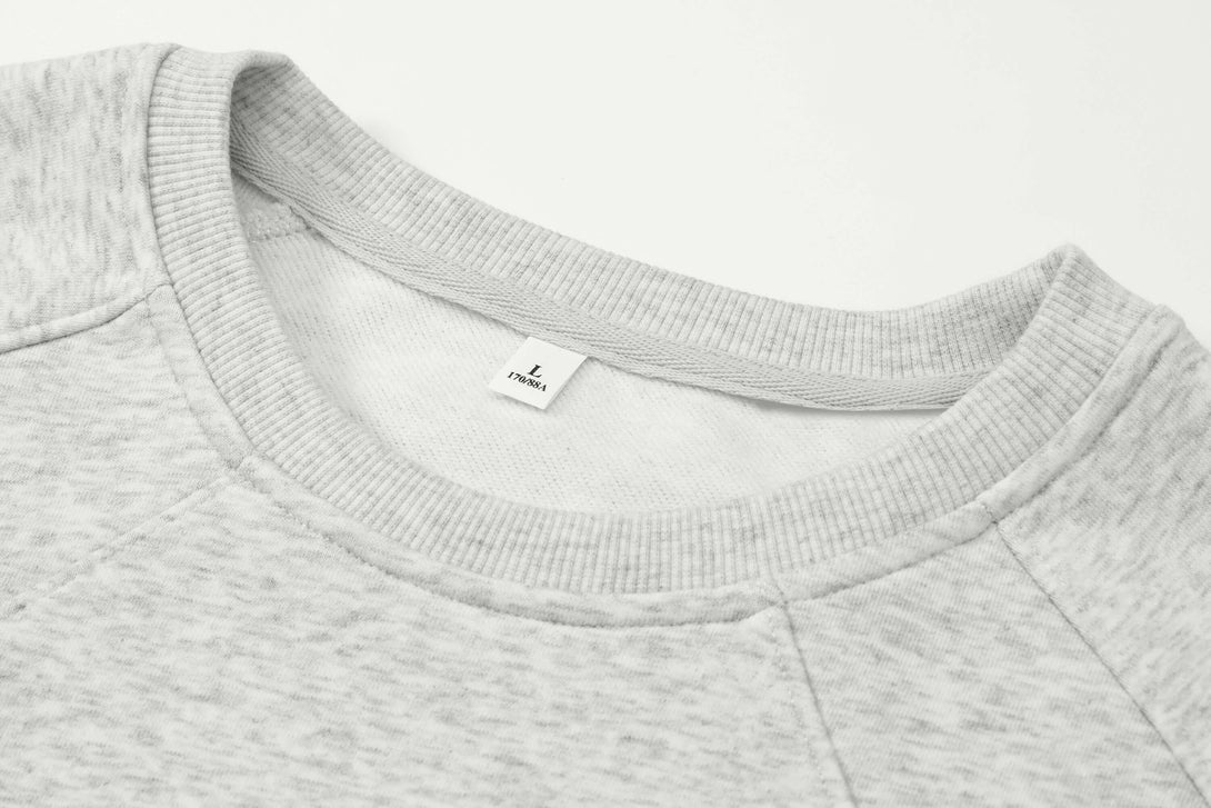 Double-stitched shoulder construction on eco-friendly sweatshirt
