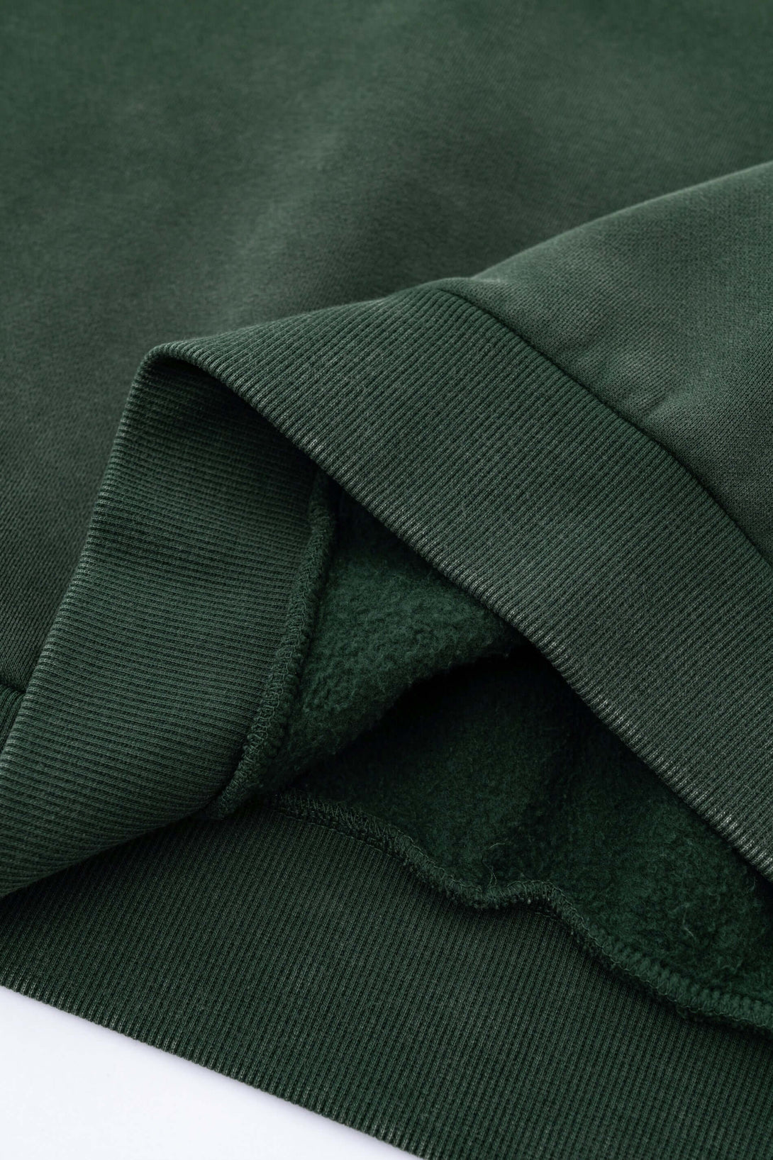 Distressed Panel Crewneck | Men's Fleece Lined Sweatshirt 360g close-up showing ribbed collar and soft fleece lining.