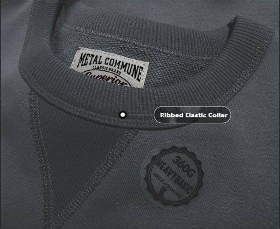 1x1 ribbed collar construction close-up
