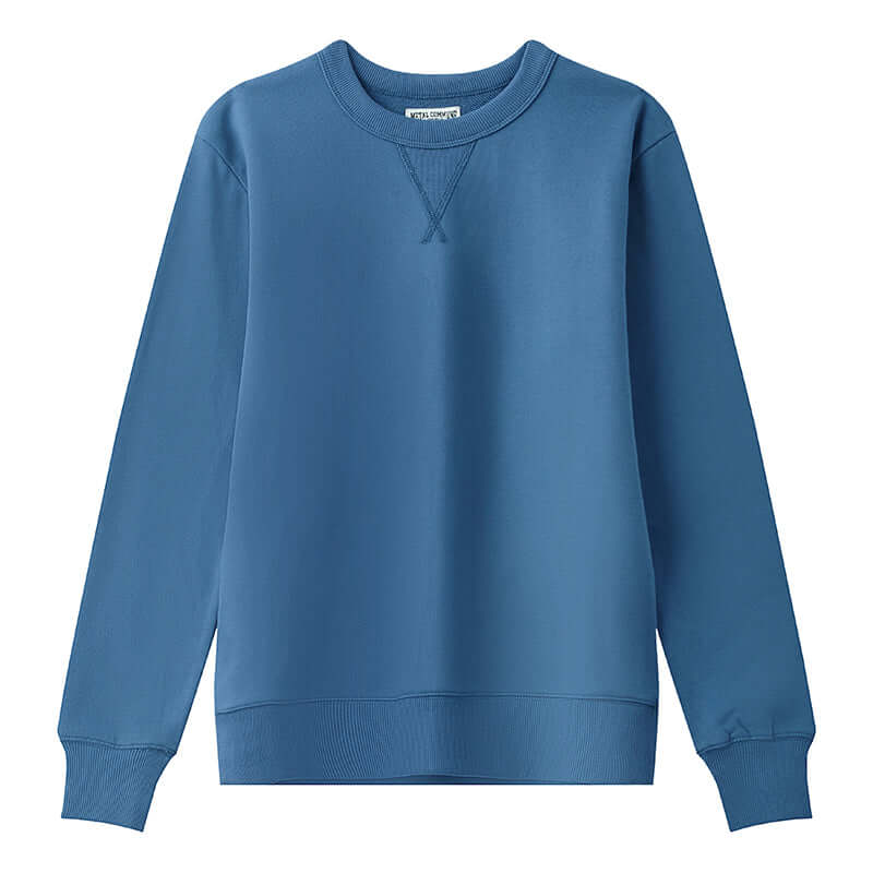 Front view of navy blue 360g cotton crewneck sweatshirt