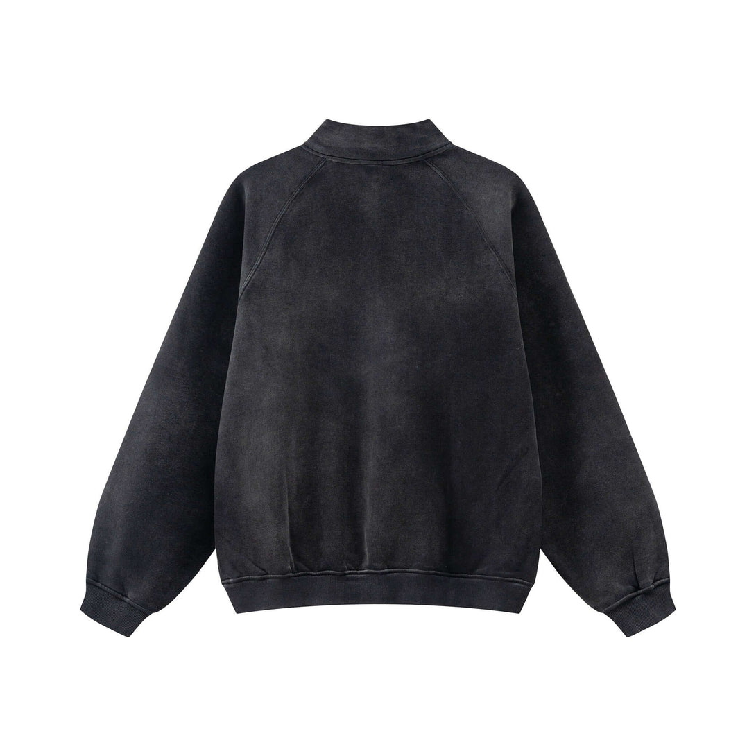 Back view of Spray Effect Quarter Zip, a 360g fleece pullover designed for urban streetwear.
