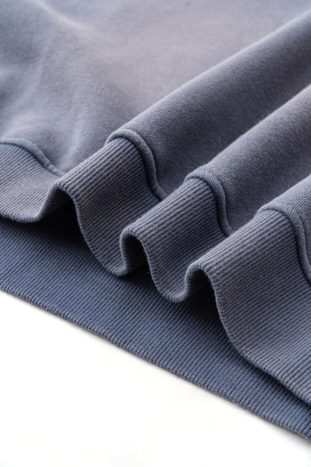 Spray Effect Quarter Zip detail showing the soft fabric and hem design of the 360g fleece pullover for urban streetwear.