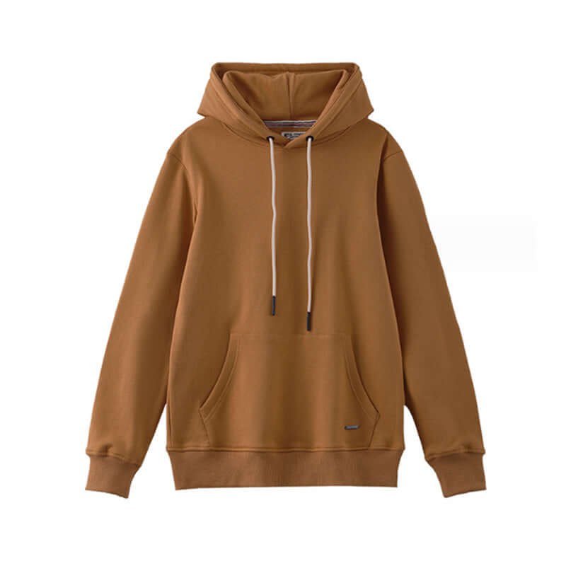 Caramel brown 360gsm cotton hoodie, unisex design.