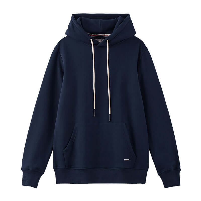 Dark Navy blue heavyweight cotton hoodie, wholesale price.