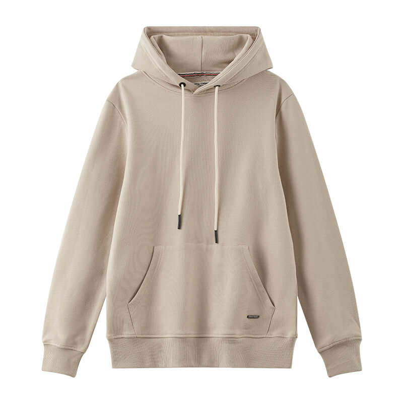 Wholesale unisex hoodie in a neutral Light Camel color.
