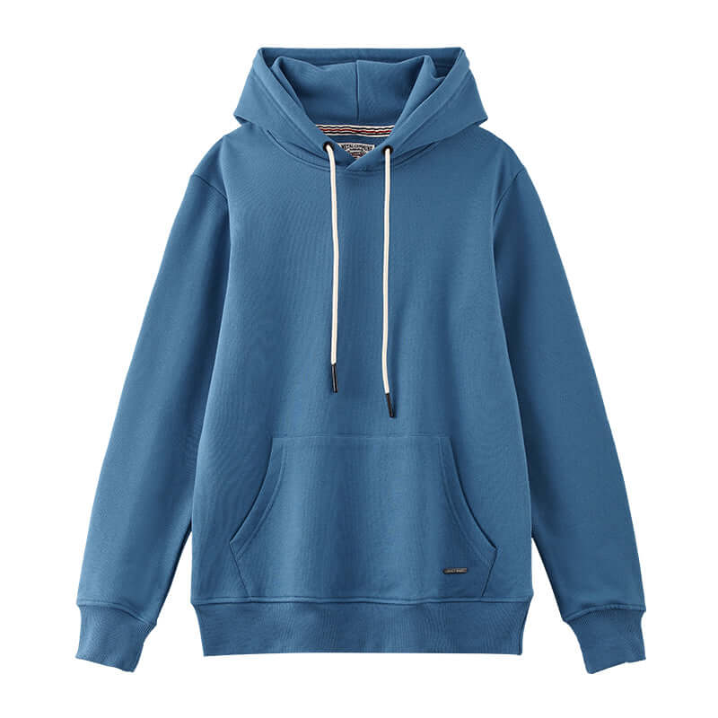 Front view of a heavyweight 360gsm cotton unisex hoodie in Navy Blue.