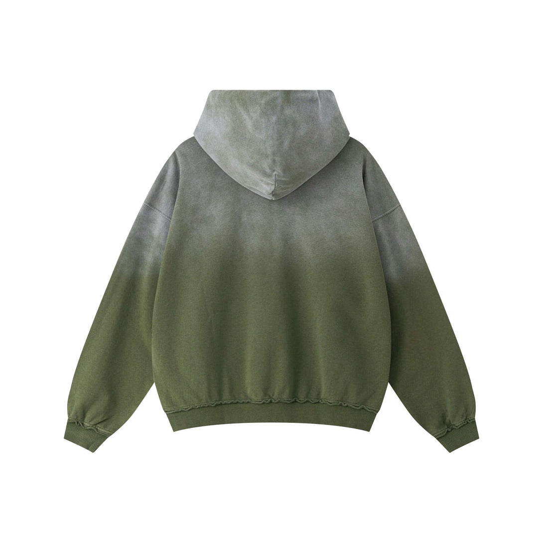 Vintage Batik Hoodie back view featuring a distressed washed design and oversized fit.