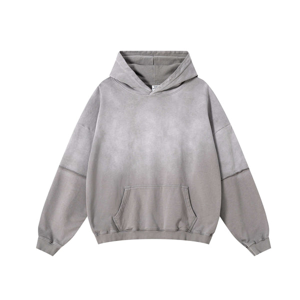 vintage washed oversized hoodie with unique color block design and soft cotton fabric.