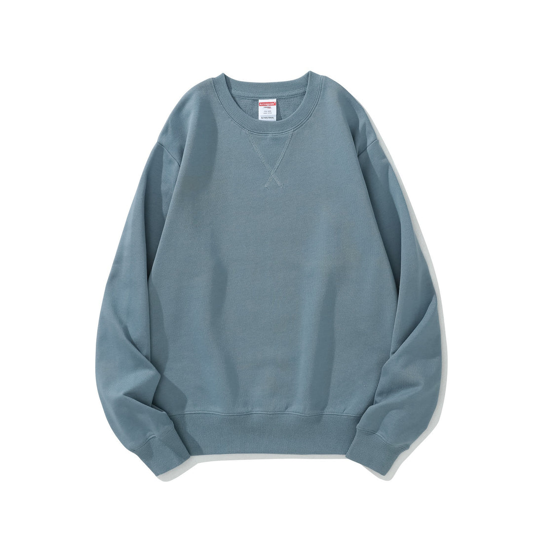 Misty Blue 380g round-neck pullover sweatshirt, premium blank.