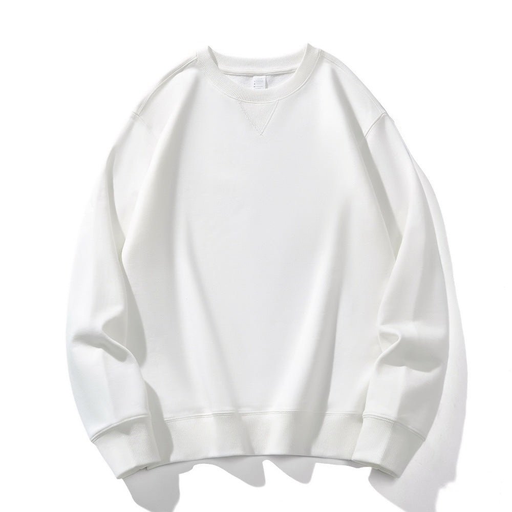 White heavyweight 380g round-neck pullover sweatshirt, ideal for printing.