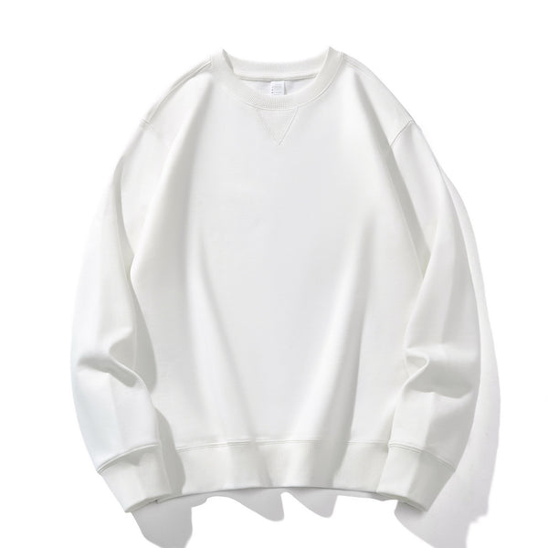 White heavyweight 380g round-neck pullover sweatshirt, ideal for printing.
