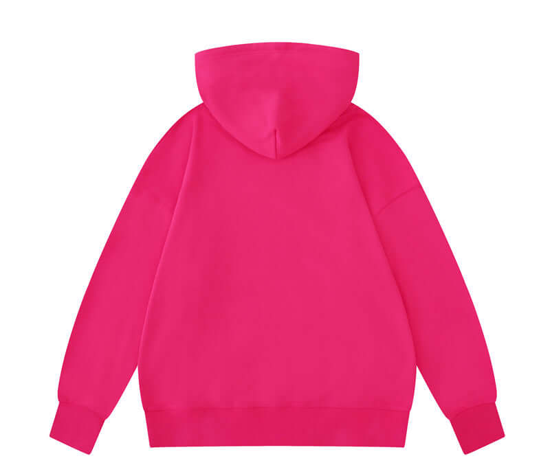 Back view of rose red cotton hoodie