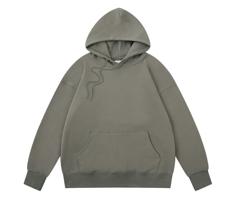 Front view of steel grey 400g 40s cotton hoodie