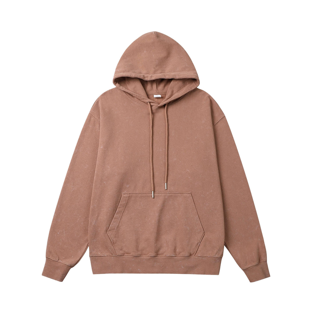 Front view of brown 430g heavyweight unisex hooded sweatshirt